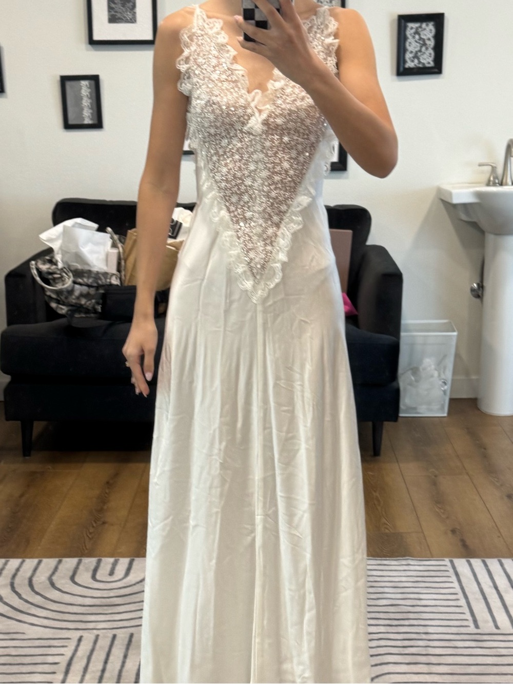 Rodarte White Lace-Trim Slip Dress